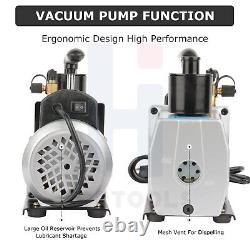 1/2HP 2 Stage Vacuum Pump 5CFM Rotary Vane HVAC Refrigeration Air Conditioning
