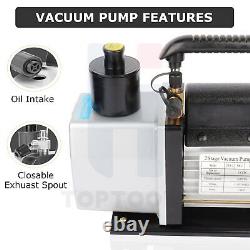 1/2HP 2 Stage Vacuum Pump 5CFM Rotary Vane HVAC Refrigeration Air Conditioning