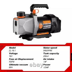 1/2HP 7CFM Refrigerant Vacuum Pump 1/4 Air inlet Refrigeration For Battery 18v