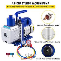 1/3HP Vacuum Pump 4.8CFM HVAC Refrigeration AC Manifold Gauge Set R134A R22