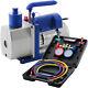 1/3hp Vacuum Pump Hvac Refrigeration Ac Manifold Gauge Set R22 R134a R410a Kit