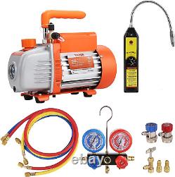 1/4 HP 4 CFM AC Vacuum Pump and Gauge Set, 1-Stage Rotary Vane Air Vacuum Pump a