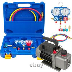 1/4HP 3.5CFM Single Stage Air Vacuum Pump and R134a AC Manifold Gauge Kit CE