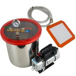 1/4HP 5 Gallon Stainless Vacuum Degassing Chamber Silicone Kit + 3 CFM Pump Hose