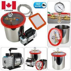 1/4HP 5Gallon/21L Stainless Vacuum Degassing Chamber Silicone + 3CFM Pump Hose