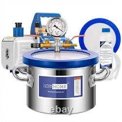 1.5 Gallon Vacuum Chamber with 3.5CFM Vacuum Pump Kit 1/4HP Single Stage 110V