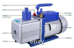 10CFM 1HP 2-Stage Rotary Vane Deep Vacuum Pump HVAC AC Air Tool R410a R134 Blue
