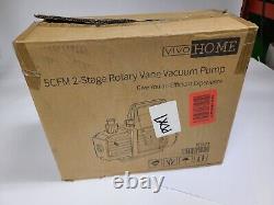110V 1/2 5 CFM Dual Stage Rotary Vane HVAC Air Vacuum Pump with Oil Bottle