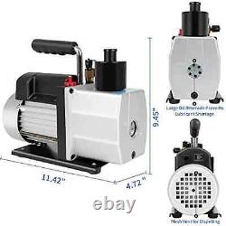 110V 1/2HP Rotary Vane Vacuum Pump 1720 RPM, 75 Microns, 300ml Oil 5CFM