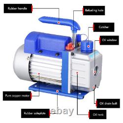 110V/220V Rotary Vane Deep Vacuum Pump AC Air Tool Refrigeration Gauges VALVES