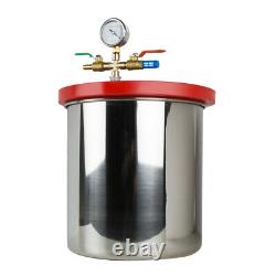 110V 5 Gallon 250ml Stainless Steel Vacuum Degassing Chamber with3 CFM Pump Hose
