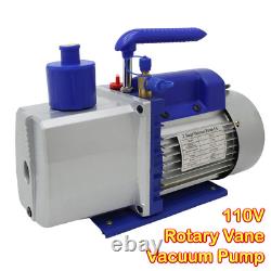 110V 7CFM Dual-Stage Rotary Vane Vacuum Pump 3/4HP 1720r/min 370ml Oil Capacity