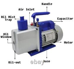 110V 7CFM Powered Vacuum Pump Rotary Vane Vacuum Pump Dual-Stage Pumps 160800