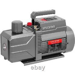 110V 9.6 CFM 1 HP Dual-Stage Rotary Vane HVAC Air Vacuum Pump with Oil Bottle