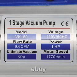 110V 9.6 CFM 1 HP Single Stage Rotary Vane HVAC Air Vacuum Pump With Oil Bottle