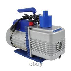 110V 9.6 CFM 1 HP Single Stage Rotary Vane HVAC Air Vacuum Pump With Oil Bottle