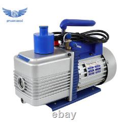 110V 9.6 CFM 1 HP Single-Stage Rotary Vane HVAC Air Vacuum Pump with Oil Bottle