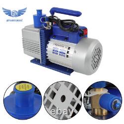 110V 9.6 CFM 1 HP Single-Stage Rotary Vane HVAC Air Vacuum Pump with Oil Bottle