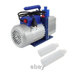 110V 9.6 CFM Dual-Stage Rotary Vane HVAC 1 HP Air Vacuum Pump with Oil Bottle