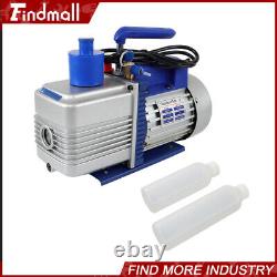 110V 9.6 CFM Dual-Stage Rotary Vane HVAC 1 HP Air Vacuum Pump with Oil Bottle