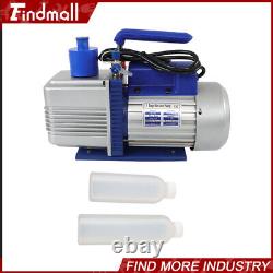 110V 9.6 CFM Dual-Stage Rotary Vane HVAC 1 HP Air Vacuum Pump with Oil Bottle