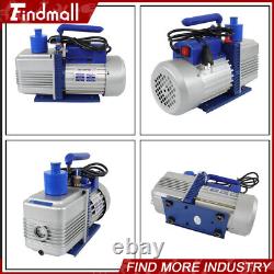 110V 9.6 CFM Dual-Stage Rotary Vane HVAC 1 HP Air Vacuum Pump with Oil Bottle