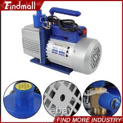 110V 9.6 CFM Dual-Stage Rotary Vane HVAC 1 HP Air Vacuum Pump with Oil Bottle