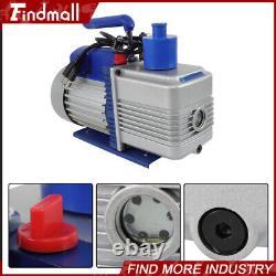 110V 9.6 CFM Dual-Stage Rotary Vane HVAC 1 HP Air Vacuum Pump with Oil Bottle