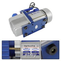 110V 9.6 CFM Dual-Stage Rotary Vane HVAC 1 HP Air Vacuum Pump with Oil Bottle