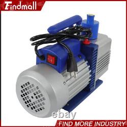 110V 9.6 CFM Dual-Stage Rotary Vane HVAC 1 HP Air Vacuum Pump with Oil Bottle