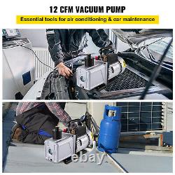 12CFM 1/4HP High Performance Rotary Vane Deep Vacuum Pump HVAC Field Tool 1Stage