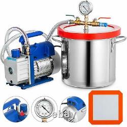 1PC 3CFM vacuum pump supporting 2 gallon vacuum stainless steel drum combination