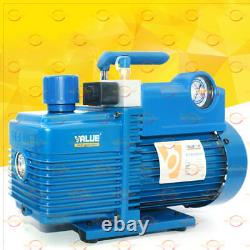 1PC Stage Vacuum Pump Rotary Vane with Gauge 4.3CFM 1/3HP Air Refrigeration 2Pa