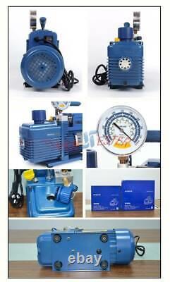 1PC Stage Vacuum Pump Rotary Vane with Gauge 4.3CFM 1/3HP Air Refrigeration 2Pa