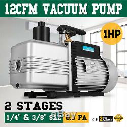 2-Stage High Performance Rotary Vane Deep Vacuum Pump 12CFM 1HP HVAC Field Tool