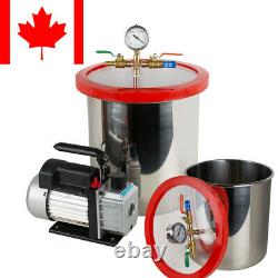 21L Degassing Chamber Silicone Kit+1/3HP 3CFM Vacuum Pump Hose Canada &USA STOCK