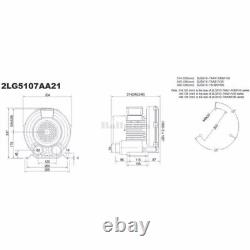 2LG5107AA21 Industrial 2 HP Regenerative Blower 115V 150 CFM 1.75 kW Vacuum Pump