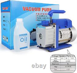 3.5 CFM Rotary Vane Vacuum Pump for HVAC/AC Refrigerant Recharging, Single Stage
