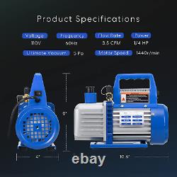3.5 CFM Single Stage Rotary Vane Air Vacuum Pump with Oil Bottle