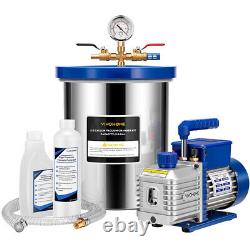 3.5CFM Vacuum Pump 5 Gallon Vacuum Chamber Degassing Kit 1/4HP Single Stage &Oil