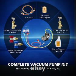 3.5cfm AC Vacuum Pump with Gauge Set for R404a R22 R134 R410 Recharge Evacuation