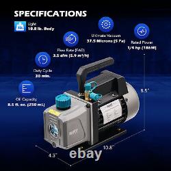 3.5cfm AC Vacuum Pump with Gauge Set for R404a R22 R134 R410 Recharge Evacuation