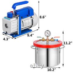 3.6CFM Vacuum Pump 1.5 Gallon Vacuum Chamber Refrigerant 1-Stage HVAC Tool
