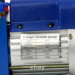 3 CFM 1/4HP 110V Single Stage Vacuum Pump Refrigerant Air Conditioning-CA STOCK