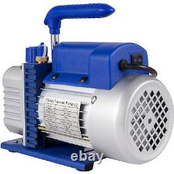 3 CFM 1/4HP Rotary Vane Vacuum Pump Manifold Gauge Set HVAC Refrigeration Kit