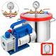 3 Cfm Refrigerant Vacuum Pump + 1 Gallon Vacuum Chamber 220ml Gauge 1/4hp 220ml