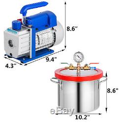3 CFM Vacuum Pump + 1 Gallon Vacuum Chamber 220ml Degassing Manifold WHOLESALE