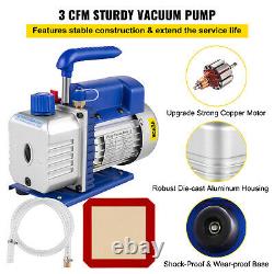 3 Gallon Vacuum Chamber 3 CFM Single Stage Pump Degassing Silicone Kit HVAC AC