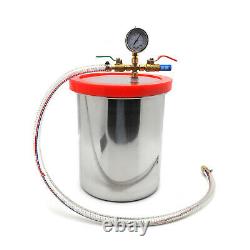 3 Gallon Vacuum Chamber Degassing Silicone Set 3CFM Pump Single Stage 1/4HP Kit
