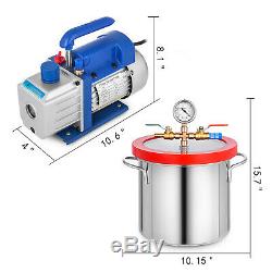 3 Gallon Vacuum Chamber with 4 CFM Deep Vane Pump Purge Degas Epoxy Silicone Kit